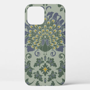 Seamless vintage pattern with romantic bird on blu iPhone 12 case