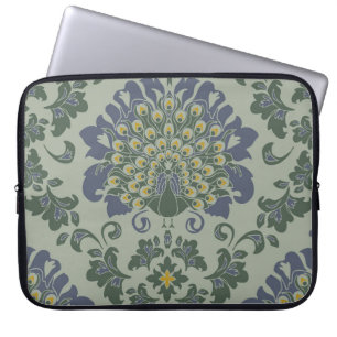 Seamless vintage pattern with romantic bird on blu laptop sleeve