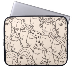 Seamless Vintage pattern with women faces Laptop Sleeve