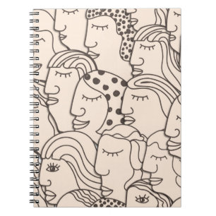 Seamless Vintage pattern with women faces Notebook