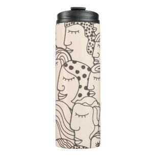 Seamless Vintage pattern with women faces Thermal Tumbler