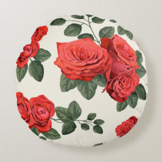 Seamless vintage roses pattern, floral design. round cushion