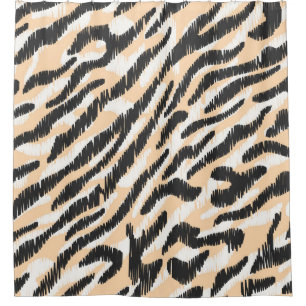 Seamless vintage scribble zebra leopard fur patter shower curtain