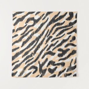 Seamless vintage scribble zebra leopard fur patter tapestry