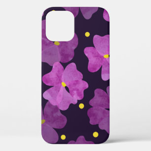 Seamless violet flowers pattern. Floral watercolor iPhone 12 Case
