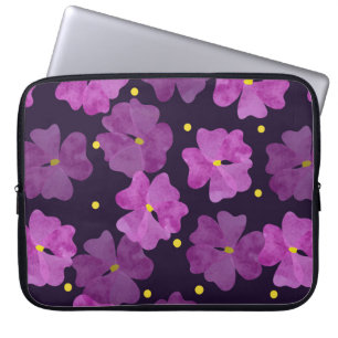 Seamless violet flowers pattern. Floral watercolor Laptop Sleeve