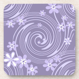 Seamless violet swirl lavander colour flowers coaster