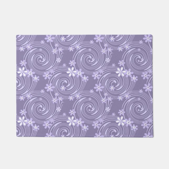 Seamless violet swirl lavander colour flowers flor doormat (Front)