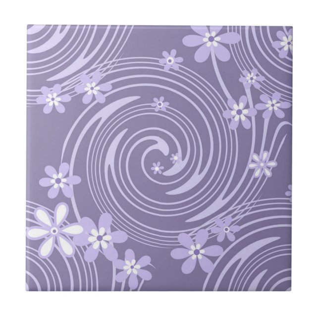 Seamless violet swirl lavander colour flowers flor tile (Front)