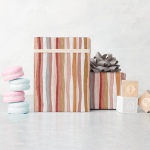 Seamless Warm Neutral Vertical Stripe Design Wrapping Paper