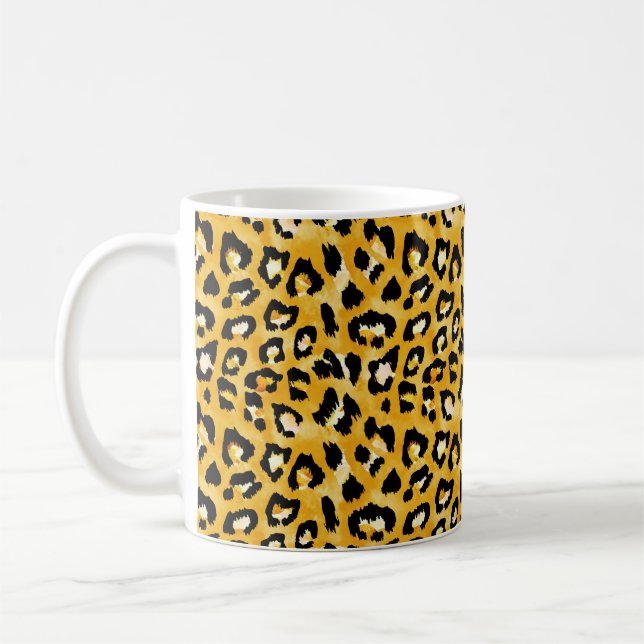 Seamless watercolor animal print pattern coffee mug (Left)
