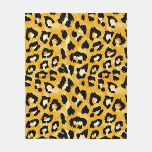 Seamless watercolor animal print pattern fleece blanket