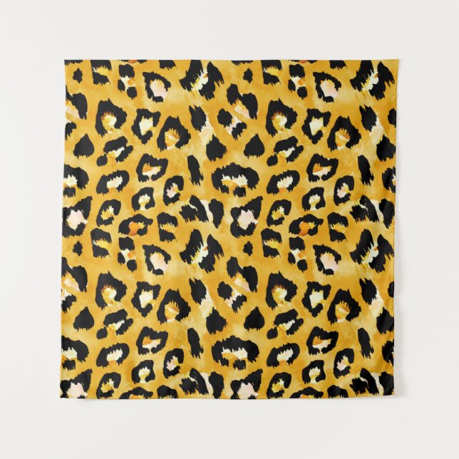 Seamless watercolor animal print pattern tapestry (Front)