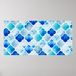 Seamless watercolor background. Beautiful hand dra Poster