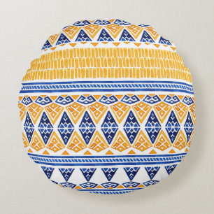 Seamless watercolor bohemian pattern round cushion