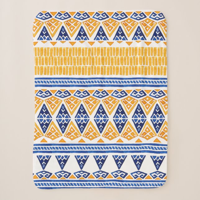 Seamless watercolor bohemian pattern sherpa blanket (Front)
