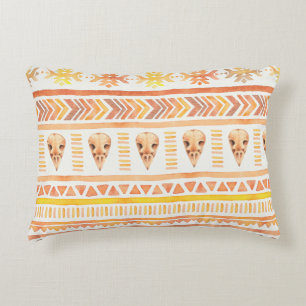 Seamless Watercolor Boho Tribal Ornamental Pattern Decorative Cushion