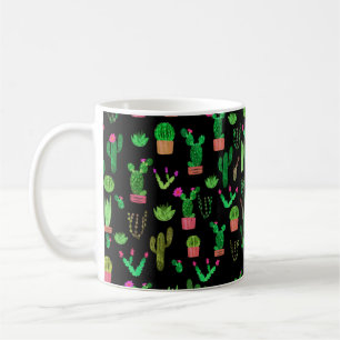 Seamless watercolor cactuses plant pattern backgro coffee mug