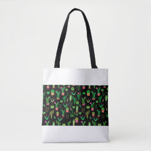 Seamless watercolor cactuses plant pattern backgro tote bag