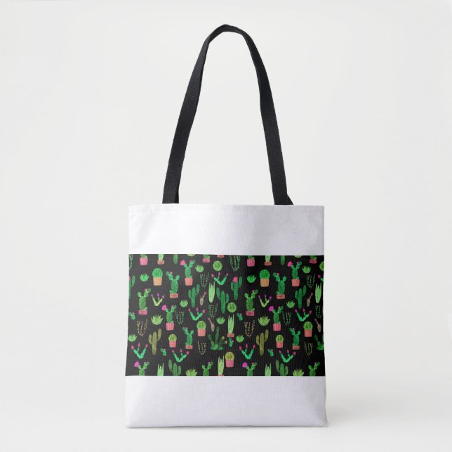 Seamless watercolor cactuses plant pattern backgro tote bag (Front)