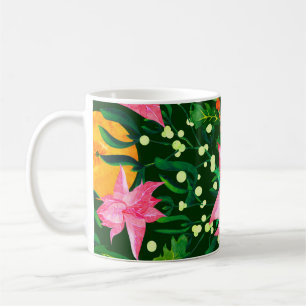 Seamless watercolor Christmas pattern with poinset Coffee Mug