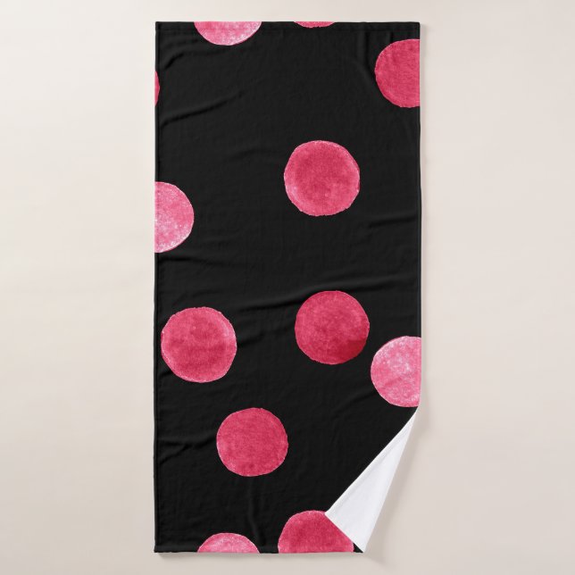 Seamless watercolor circles pattern black backgrou bath towel (Bath Towel)