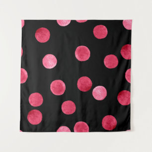 Seamless watercolor circles pattern black backgrou tapestry