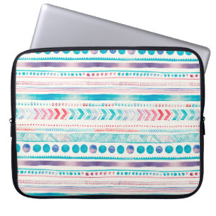 Seamless Watercolor Ethnic Tribal Ornamental Patte Laptop Sleeve