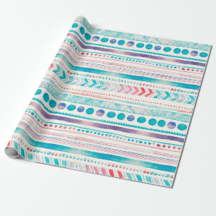 Seamless Watercolor Ethnic Tribal Ornamental Patte Wrapping Paper