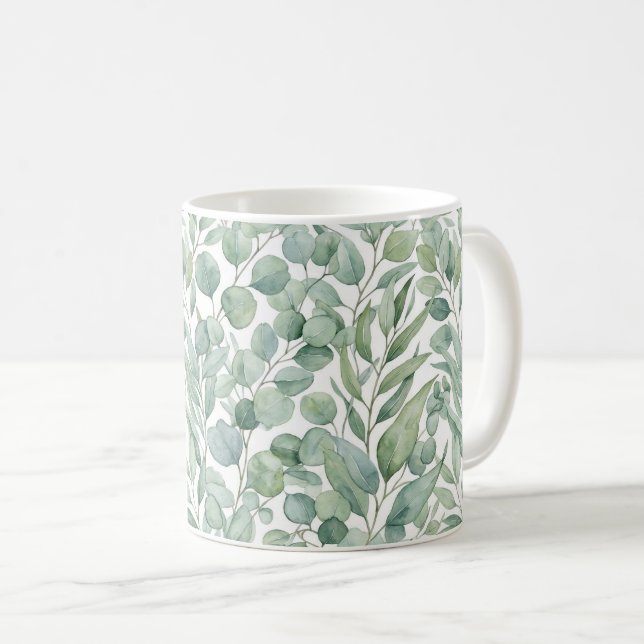 Seamless Watercolor Eucalyptus Leaves Mug Wrap (Front Right)