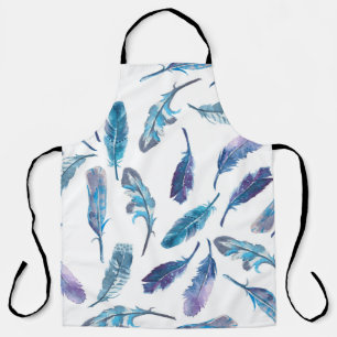 Seamless watercolor feather pattern apron