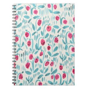 Seamless watercolor floral pattern on paper textur notebook