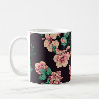 seamless watercolor flower design with digital tex coffee mug