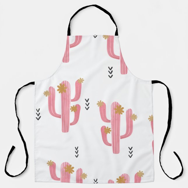 Seamless watercolor flowering cactus pattern. Vint Apron (Front)