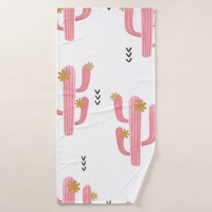 Seamless watercolor flowering cactus pattern. Vint Bath Towel