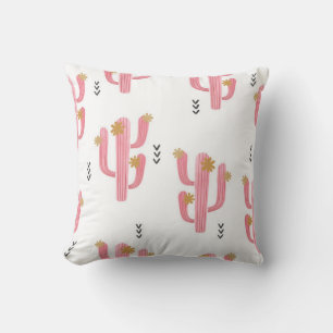 Seamless watercolor flowering cactus pattern. Vint Cushion