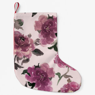 Seamless Watercolor Flowers Illustration Pattern Small Christmas Stocking
