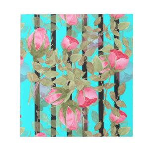 Seamless watercolor flowers pink roses floral roma notepad
