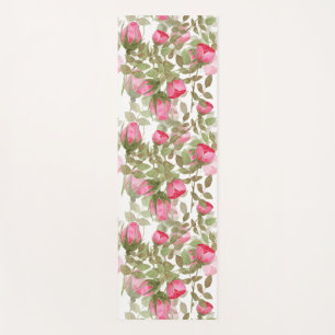 Seamless watercolor flowers pink roses floral roma yoga mat