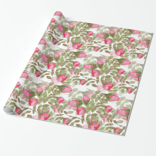 Seamless watercolor flowers roses floral romantic wrapping paper