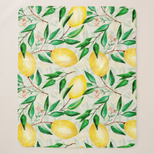 Seamless watercolor fruit pattern. lemons on twigs sherpa blanket