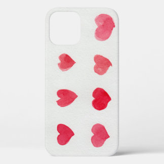 Seamless watercolor hearts: romantic pattern desig iPhone 12 case