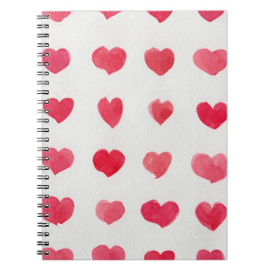 Seamless watercolor hearts: romantic pattern desig notebook