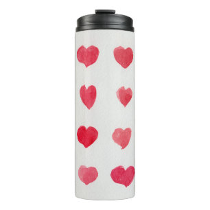 Seamless watercolor hearts: romantic pattern desig thermal tumbler