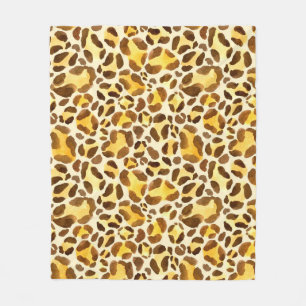 Seamless watercolor leopard pattern fleece blanket