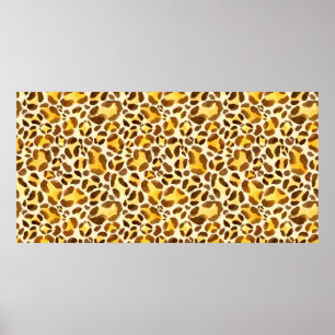 Seamless watercolor leopard pattern poster