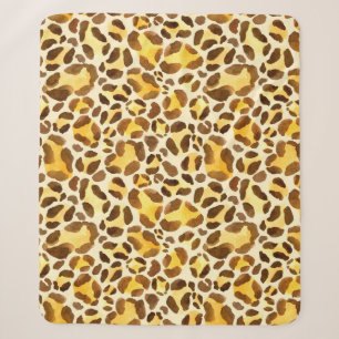 Seamless watercolor leopard pattern sherpa blanket