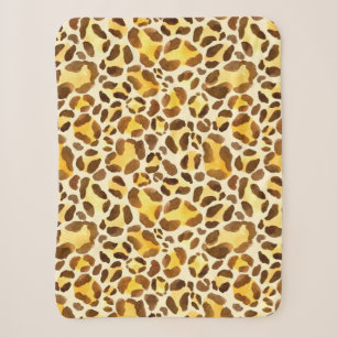 Seamless watercolor leopard pattern sherpa blanket