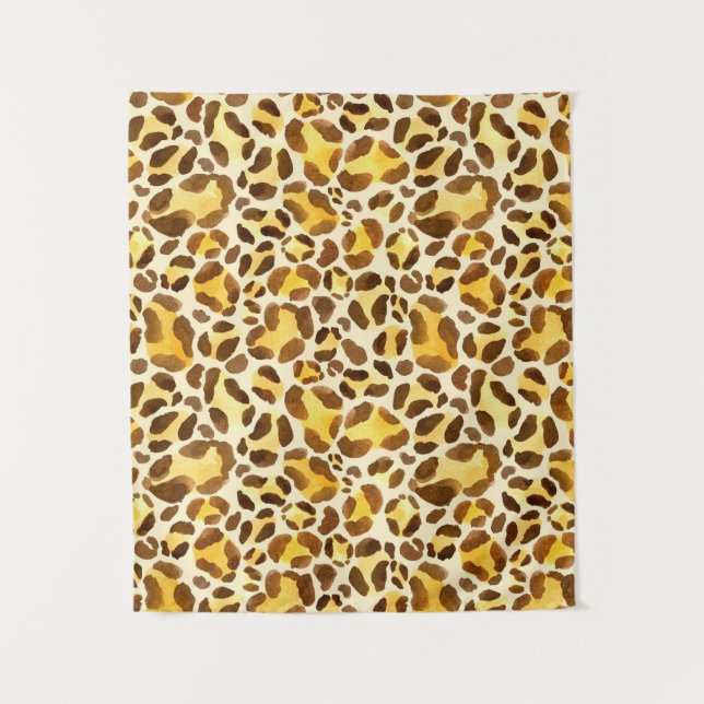 Seamless watercolor leopard pattern tapestry (Front)