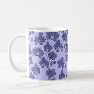 Seamless watercolor orchids phalaenopsis flowers b coffee mug